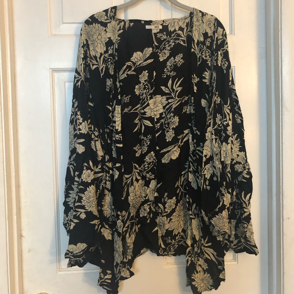 Flowy black floral cardigan
